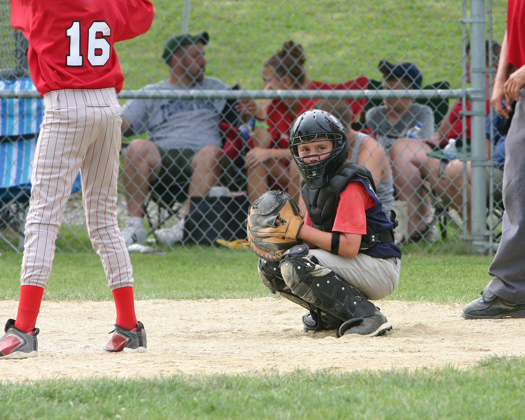 Young baseball catcher